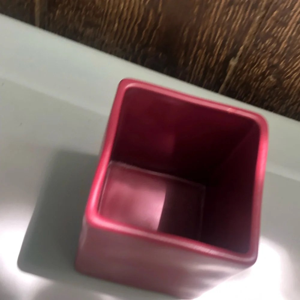 Rae Dunn burgundy ceramic container  